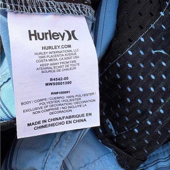 Hurley Nike Dri-Fit 38 Flat Front Chino Blue Plaid Shorts - Picture 5 of 11